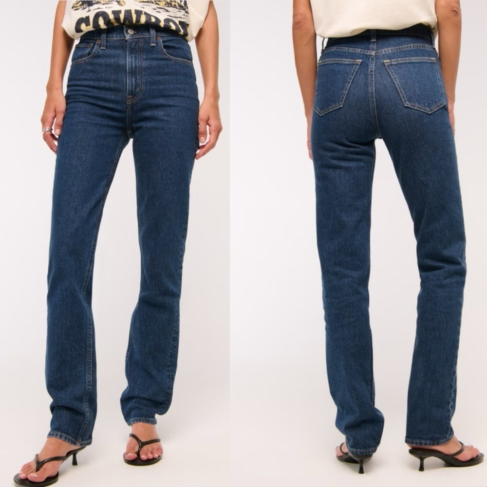Abercrombie & Fitch Ultra High Rise 90s Straight Jean dark wash size 16 Long 33